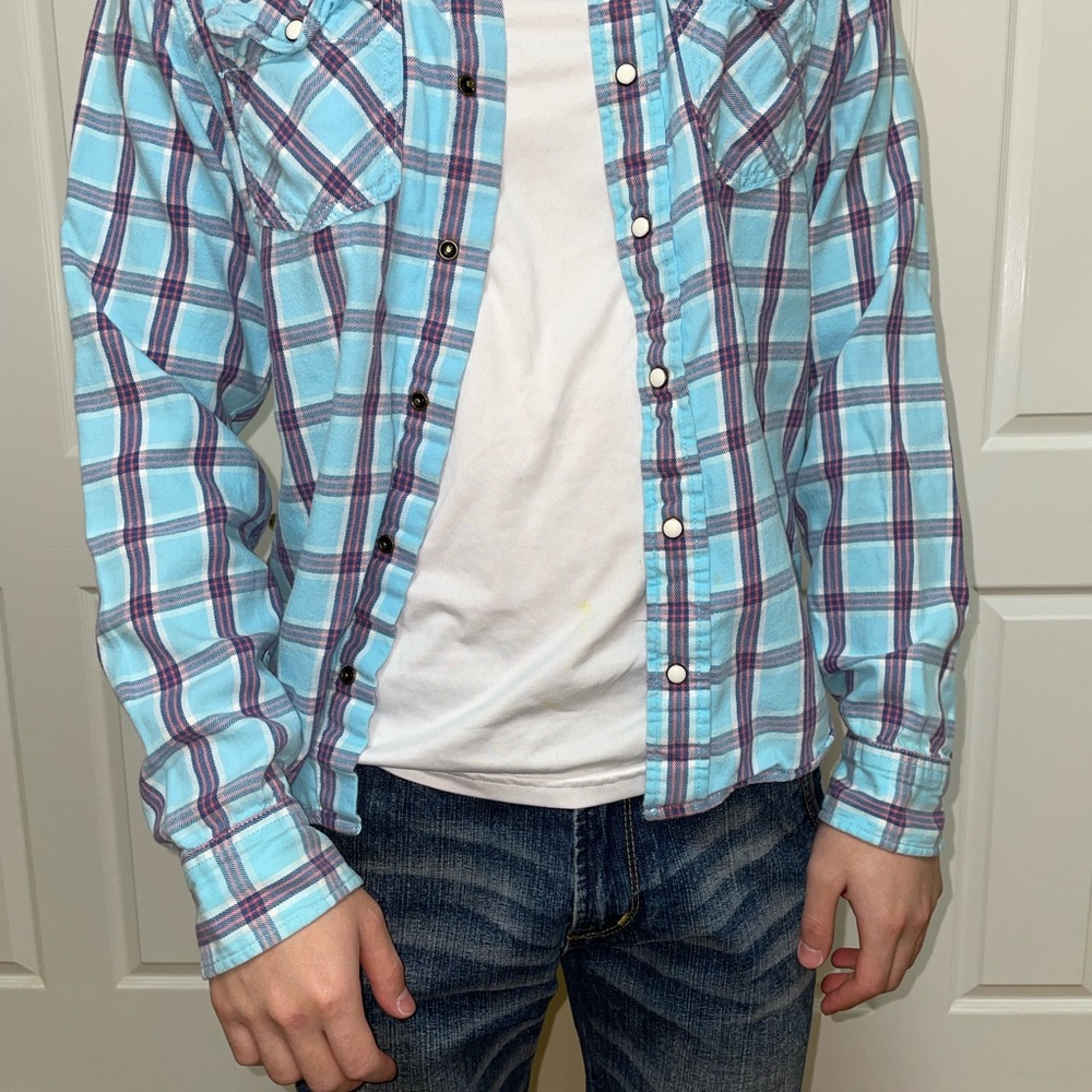 Hollister Blue Button Up Flannel